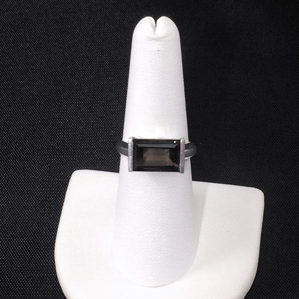 Smoky quartz ring, sterling silver